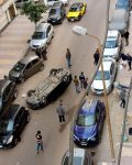 اخبار الحوادث : انقلاب سيارة مسرعة فى شارع مصطفى كامل بسموحة